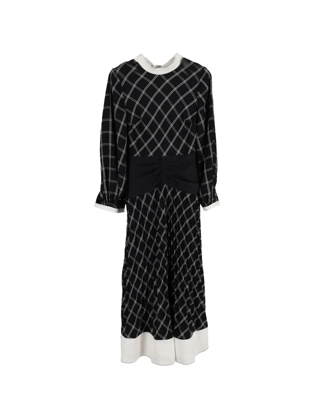 Self-Portrait check-pattern midi dress - Nero