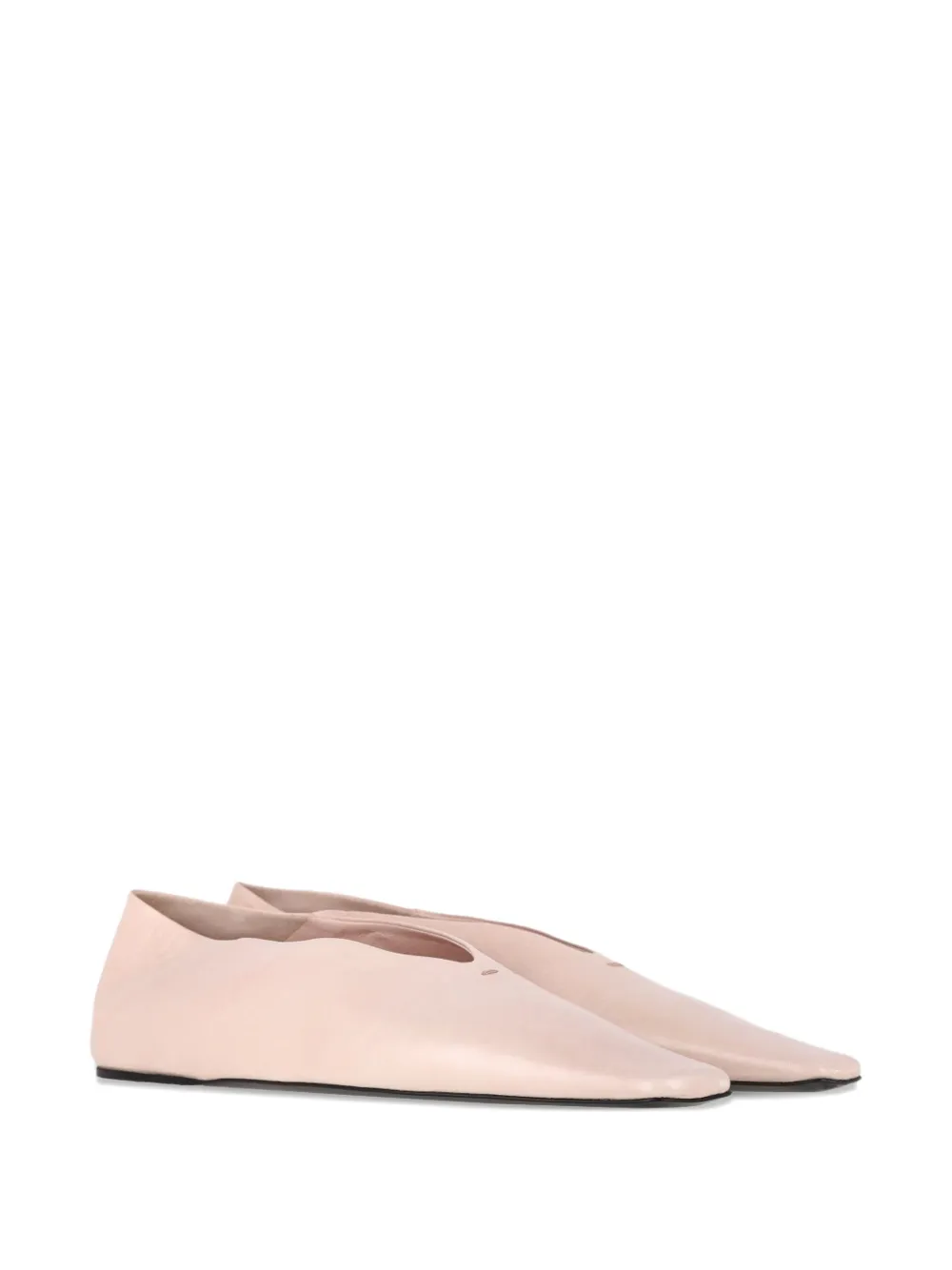 Jil Sander Pre-Owned square-toe leather ballet flats - Roze