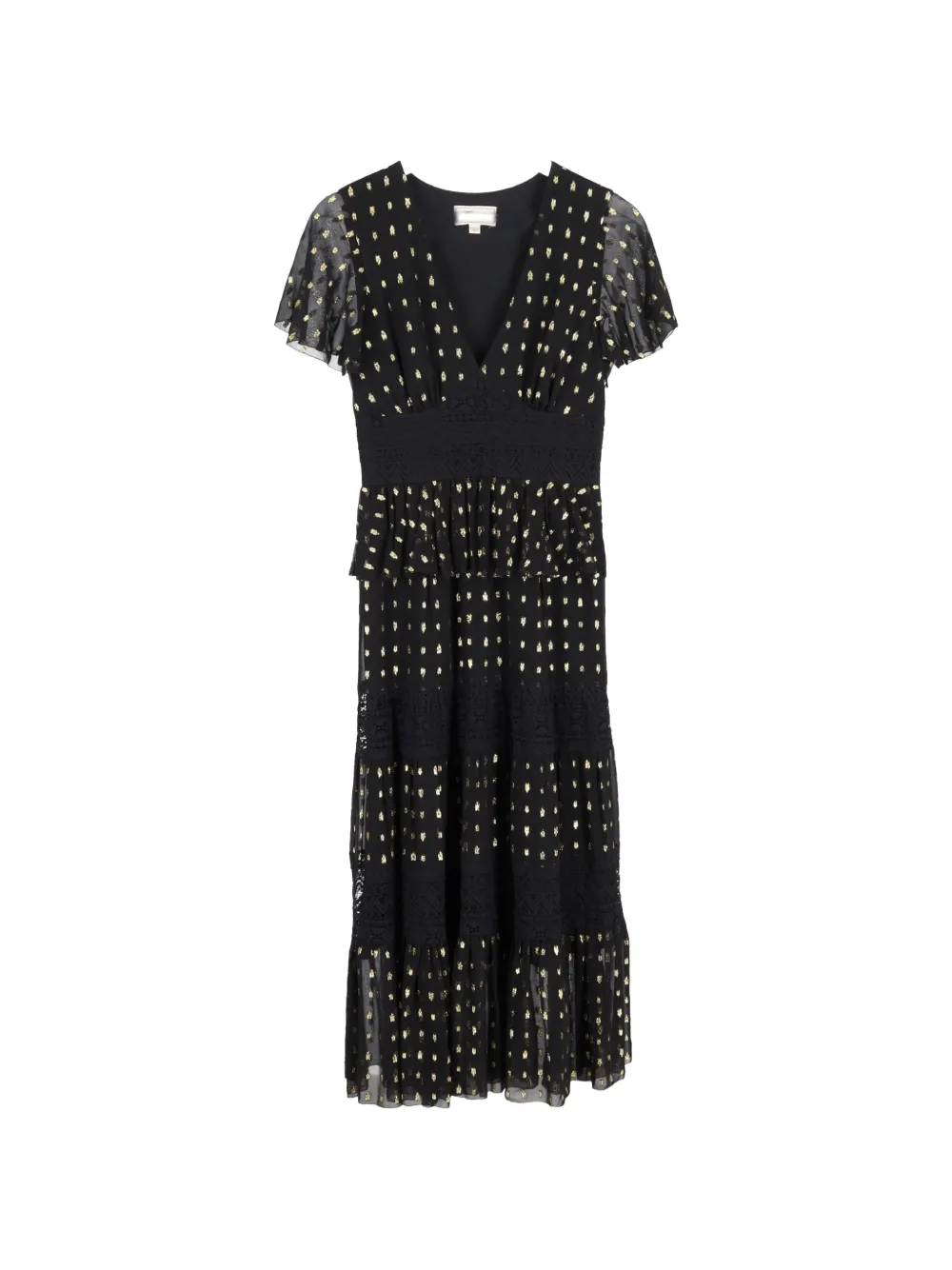 Temperley London lace-detail midi dress - Nero