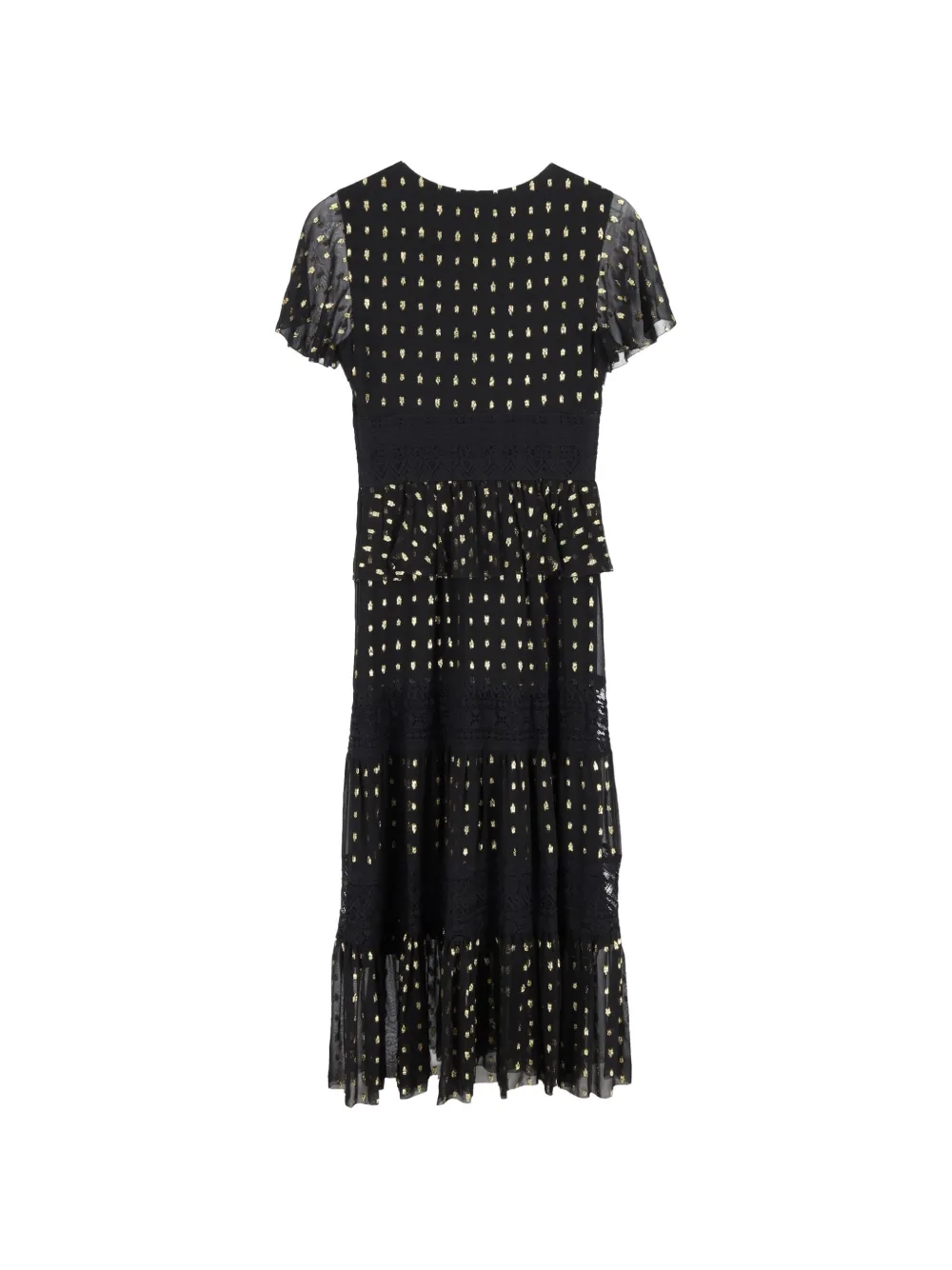 Temperley London lace-detail midi dress - Zwart