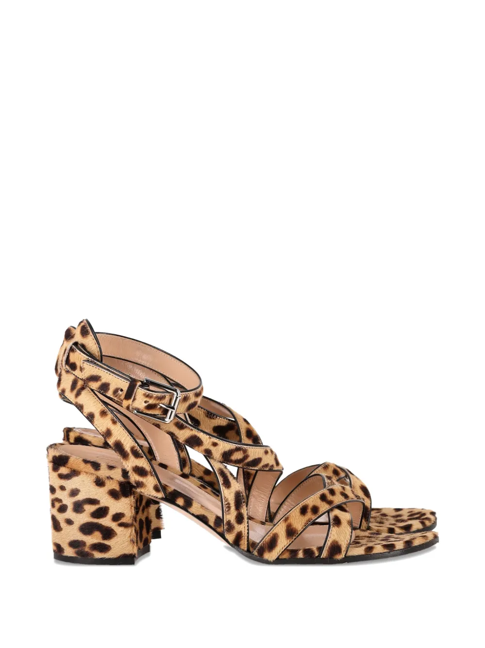 Gianvito Rossi leopard-print block-heel sandals - Marrone