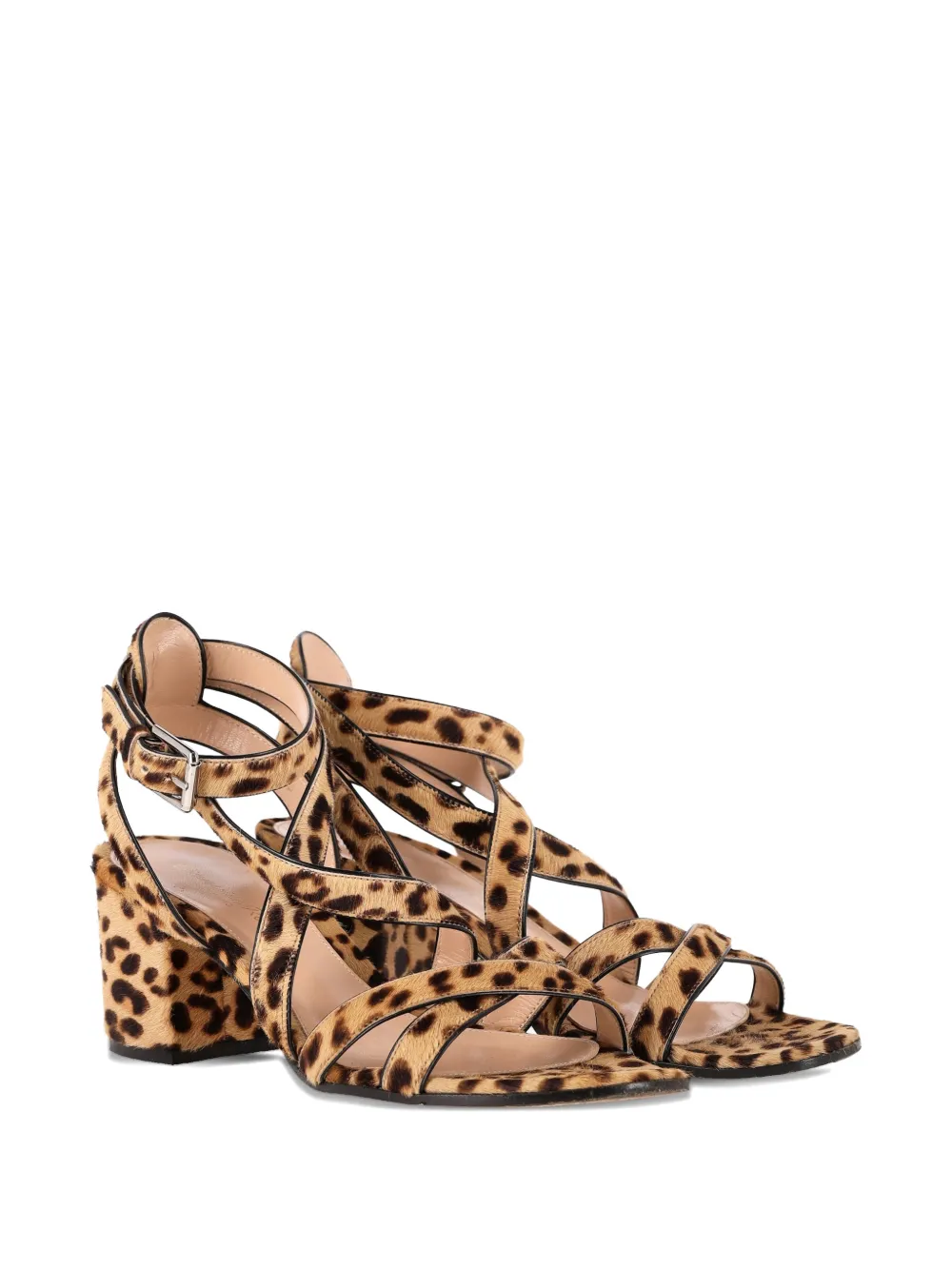 Gianvito Rossi leopard-print block-heel sandals - Bruin