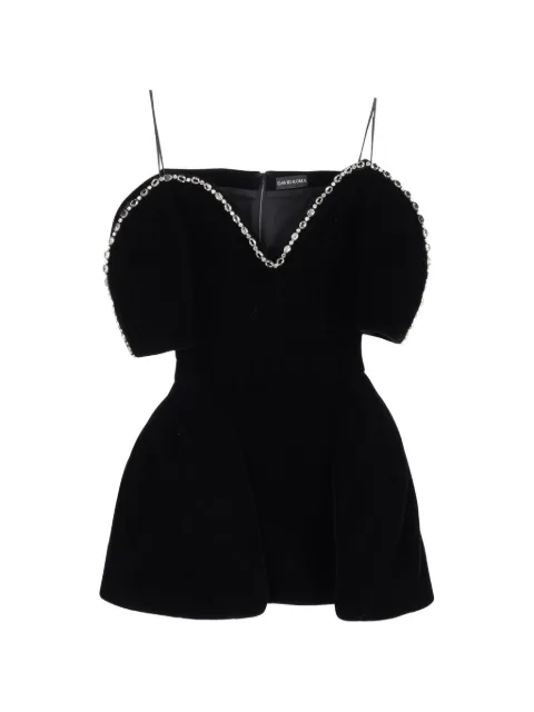 David Koma embellished-trim velvet mini dress