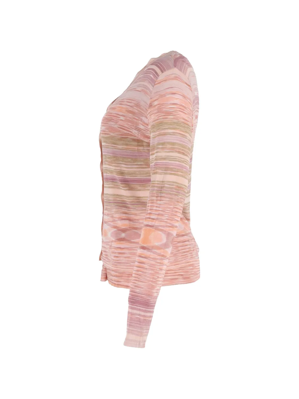 Striped Knit Button-Fastening Cardigan