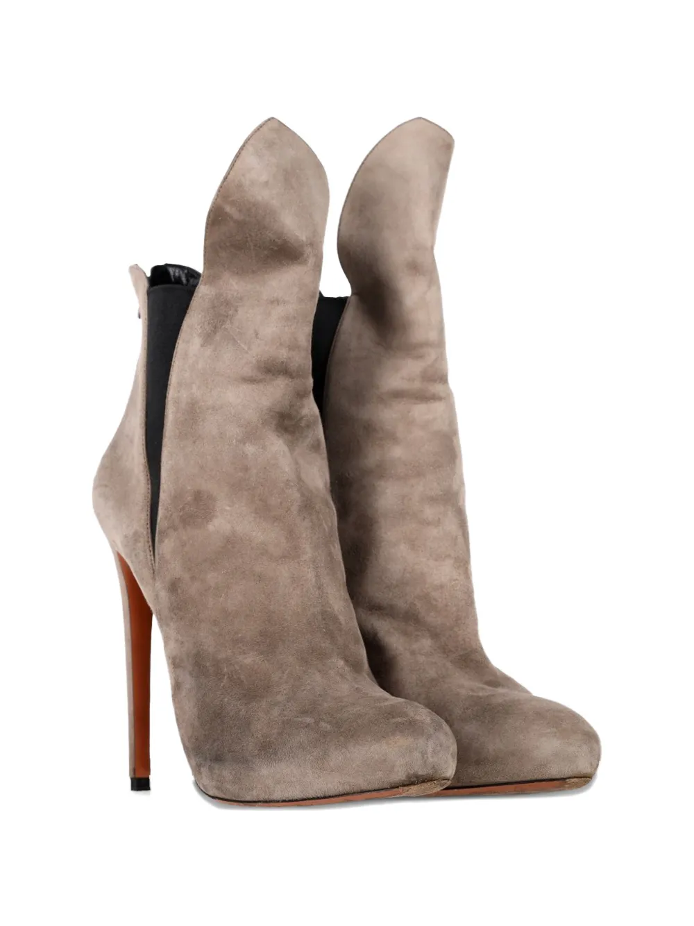 Ala&iuml;a Pre-Owned suede rear-zip ankle boots - Grijs