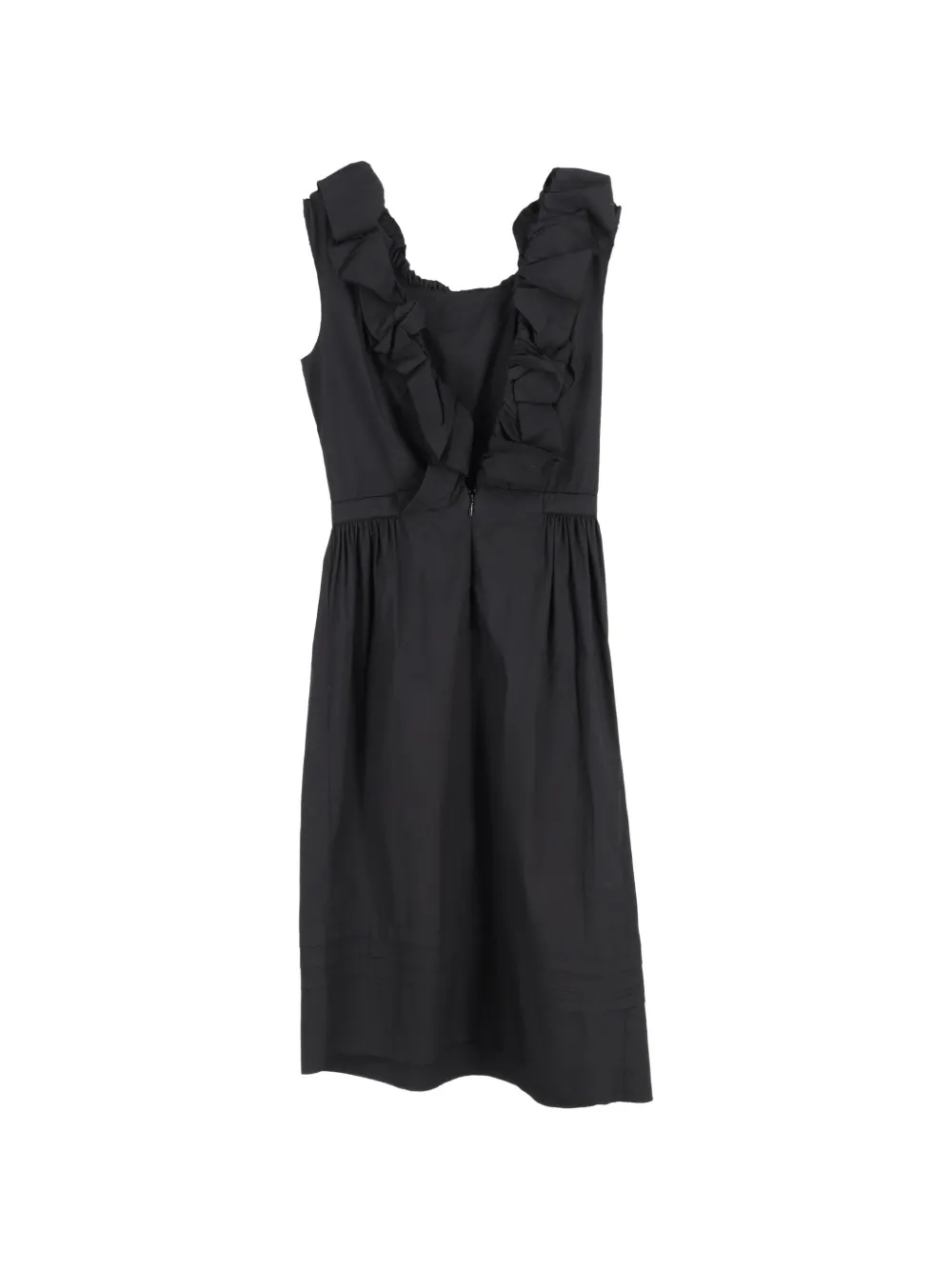 Prada Pre-Owned ruffled-collar midi dress - Zwart