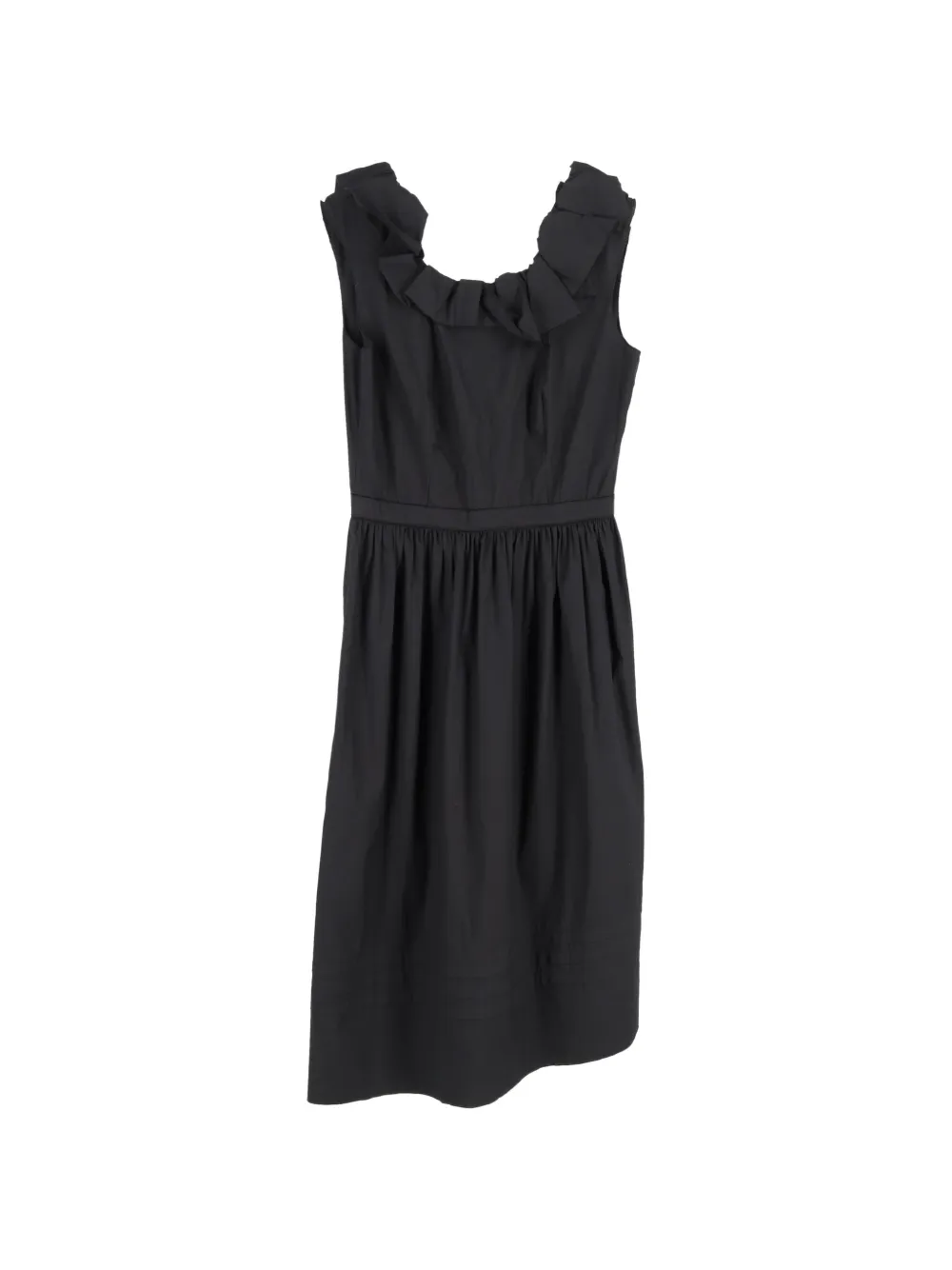 Prada Pre-Owned ruffled-collar midi dress - Nero