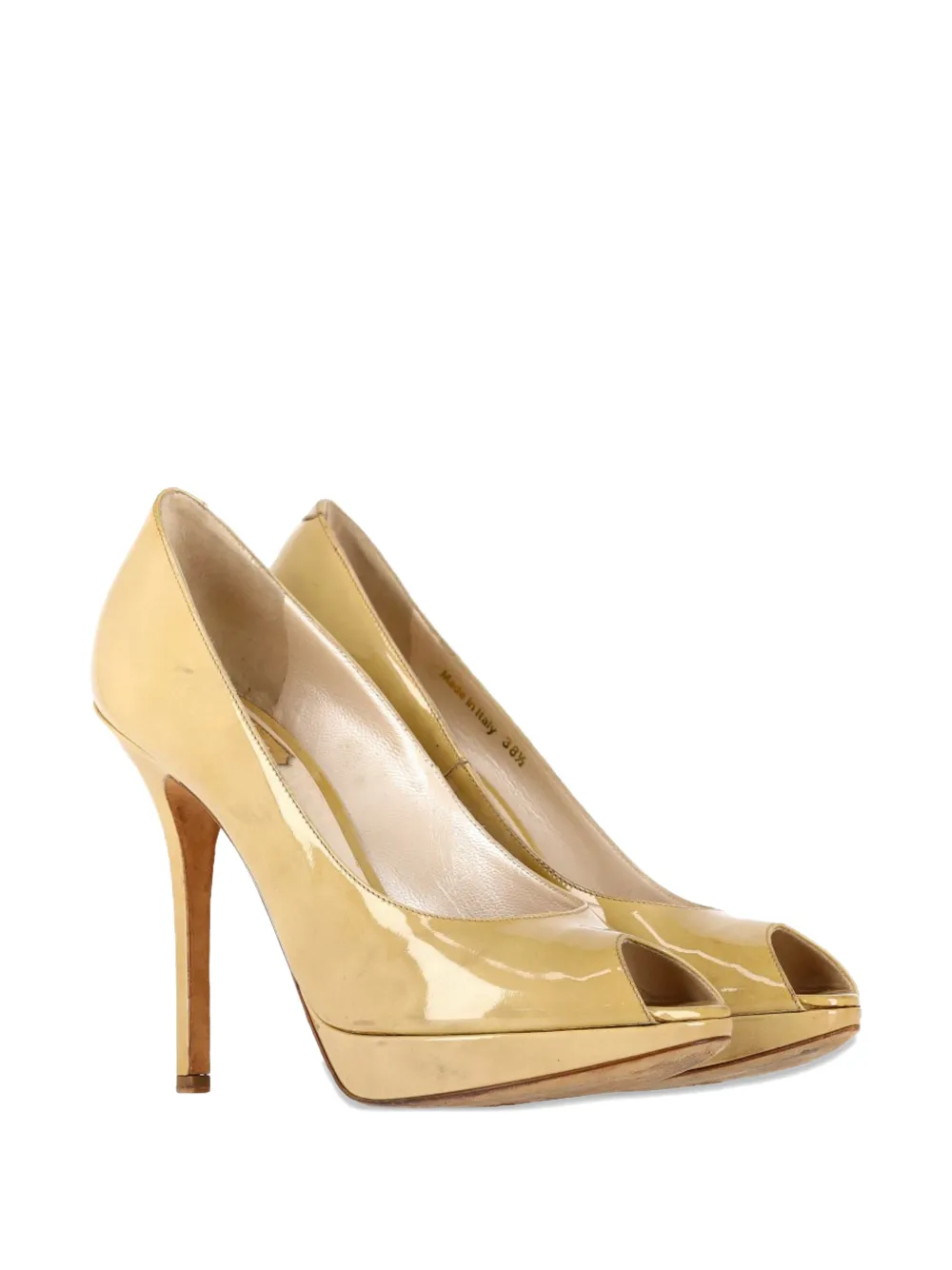 Christian Dior Pre-Owned peep-toe patent-leather pumps - Geel