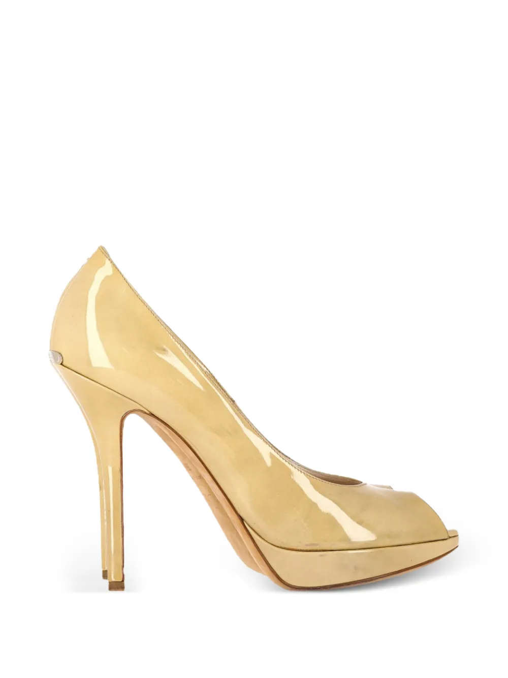 Christian Dior Pre-Owned peep-toe patent-leather pumps - Gelb