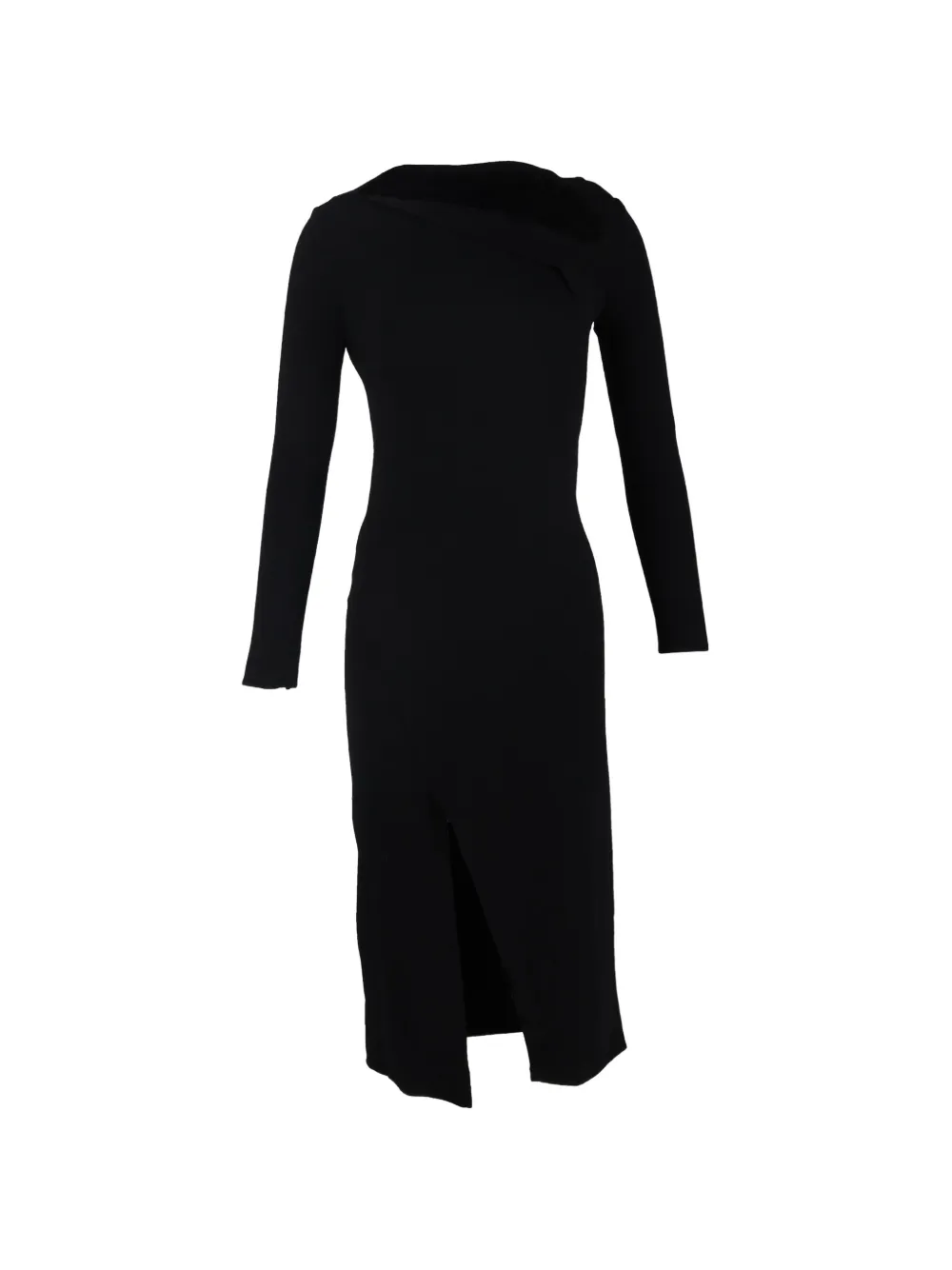 Oscar de la Renta Pre-Owned draped asymmetric midi dress - Nero