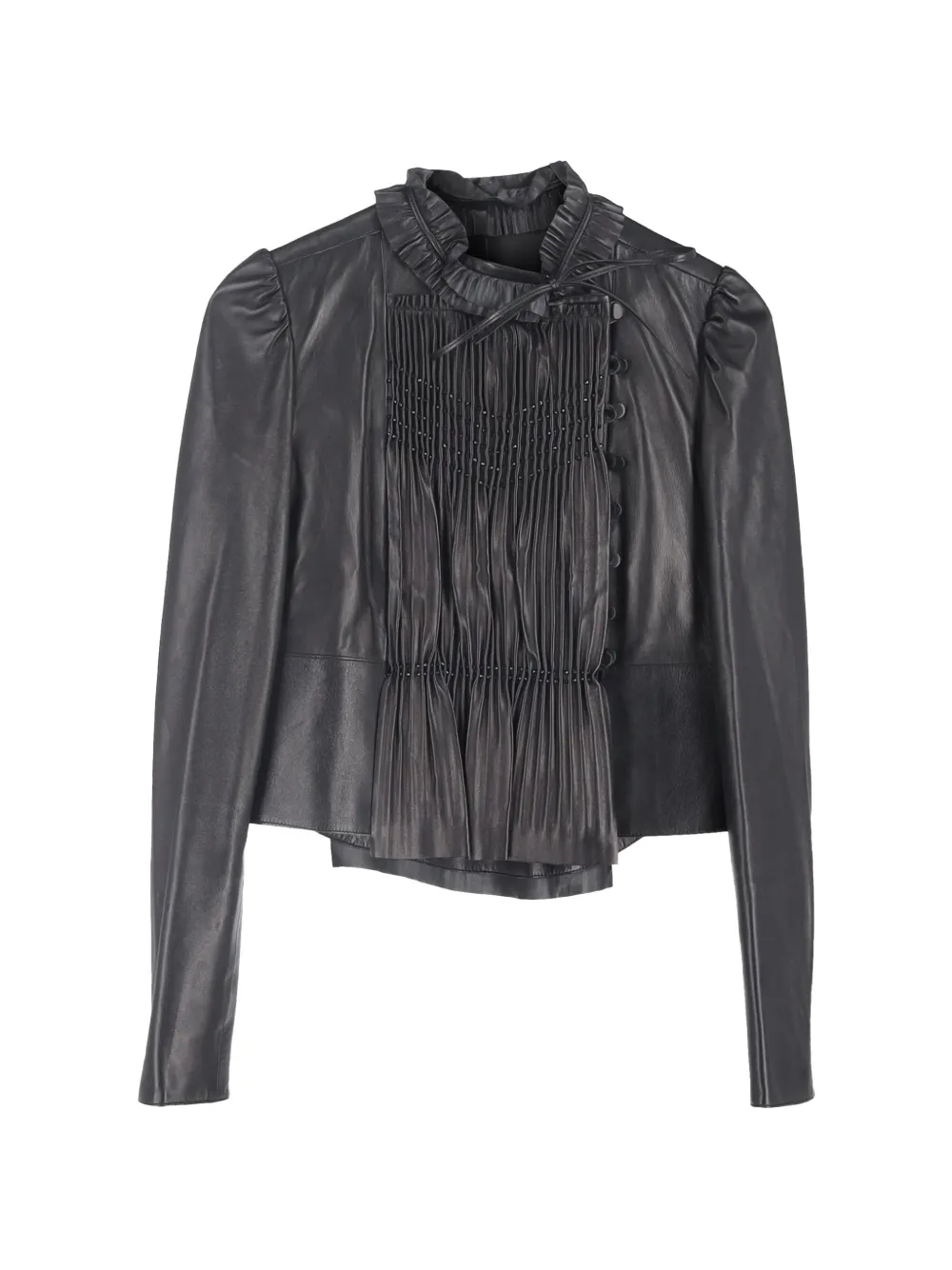 Valentino Garavani Pre-Owned pleated leather jacket - Nero