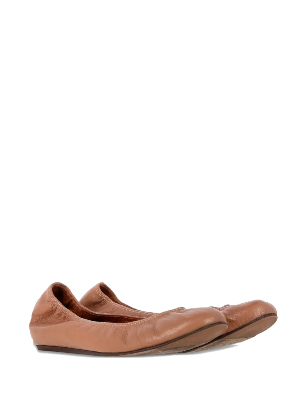 Lanvin Pre-Owned round-toe leather ballet flats - Bruin