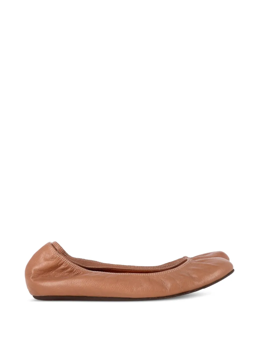 Lanvin Pre-Owned round-toe leather ballet flats - Marrone
