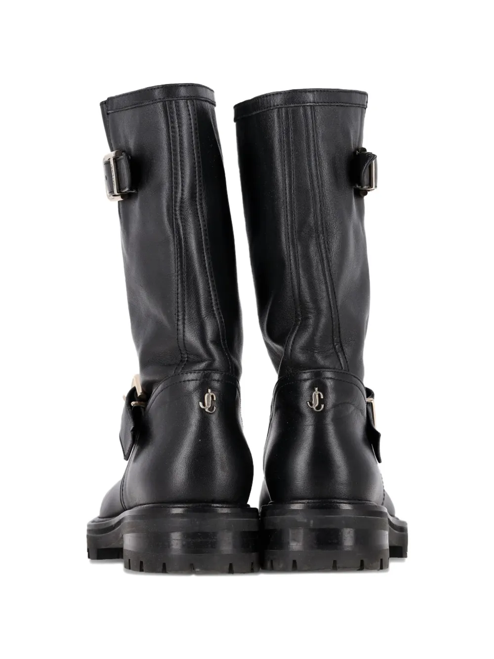 Jimmy Choo Pre-Owned Biker II buckle-detail combat boots - Zwart