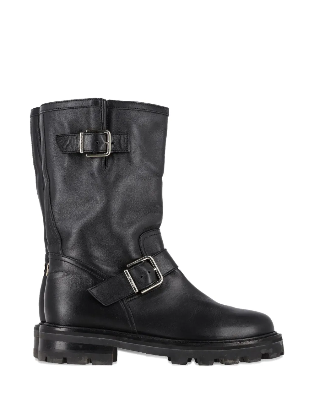 Jimmy Choo Pre-Owned Anfibi Biker II con fibbia - Nero