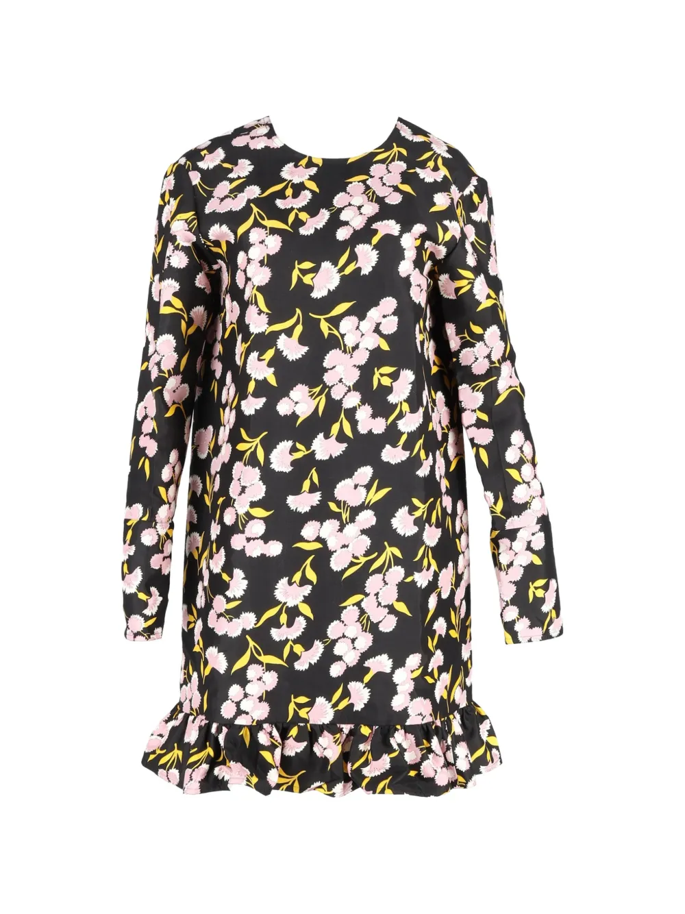 Marni Pre-Owned floral-print ruffled hem dress - Nero