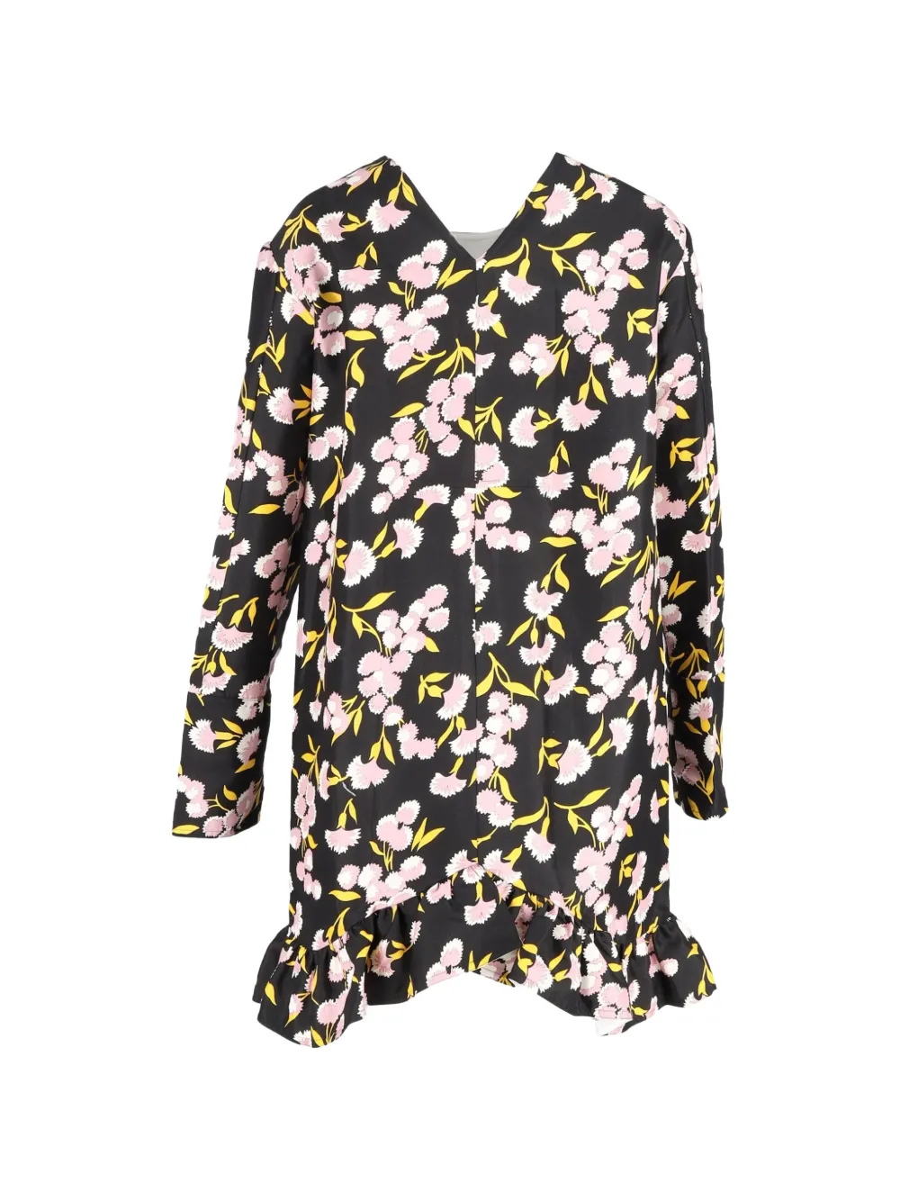 Marni Pre-Owned floral-print ruffled hem dress - Zwart