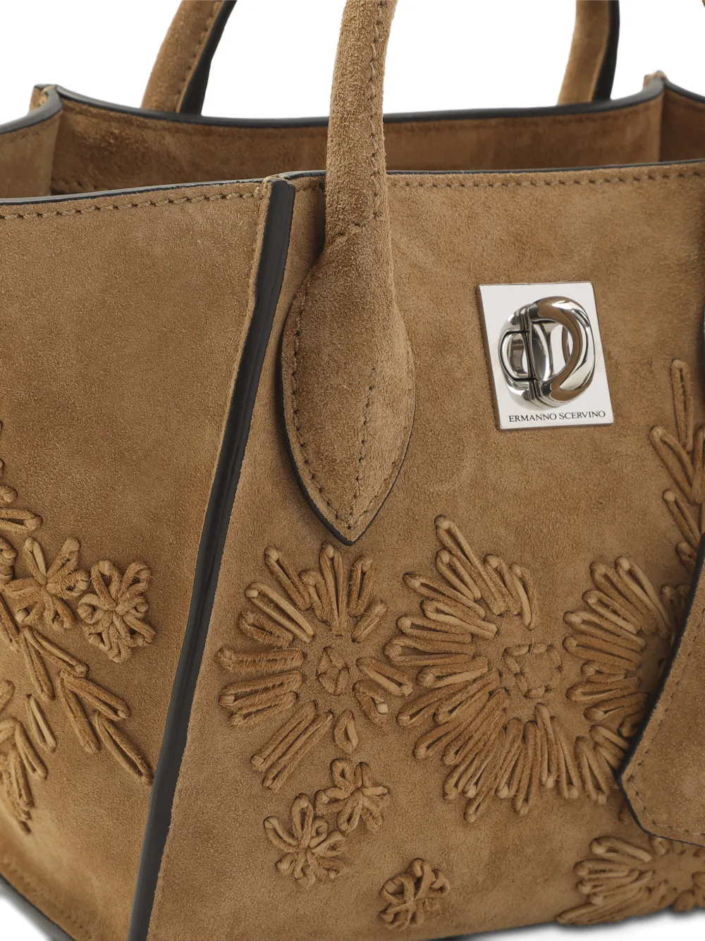 Ermanno Scervino Maggi mini-shopper met bloemen-applicatie Bruin