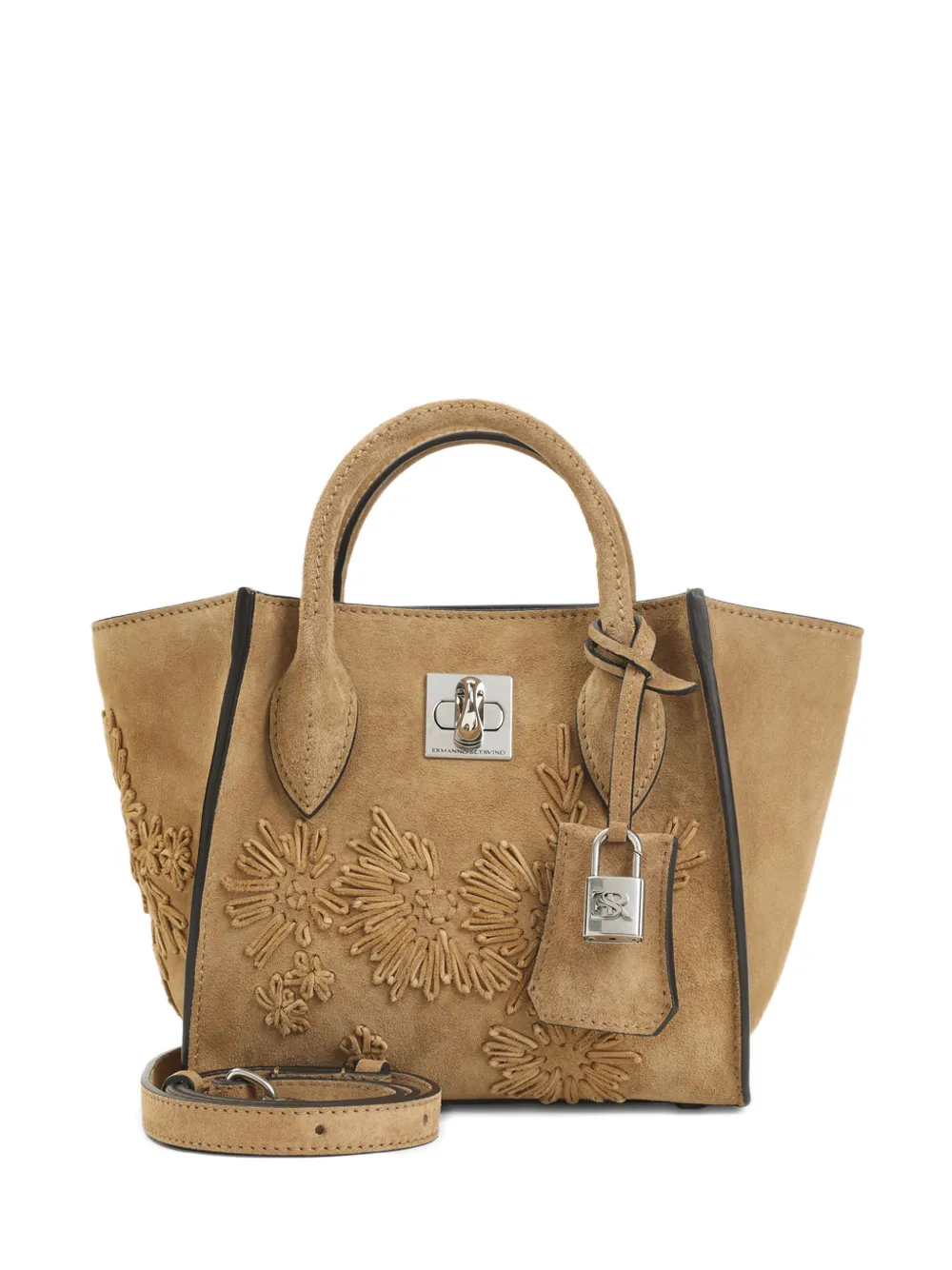Ermanno Scervino medium Maggie floral-appliqué tote bag - Marrone