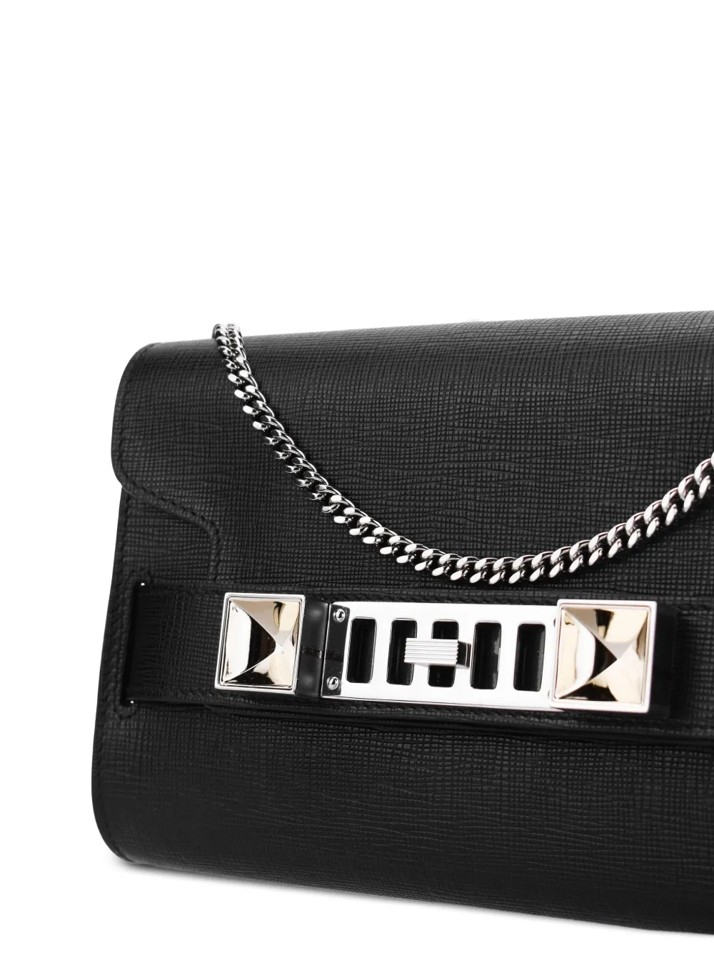 Proenza Schouler Clutch met kettinghengsel en gespsluiting Zwart
