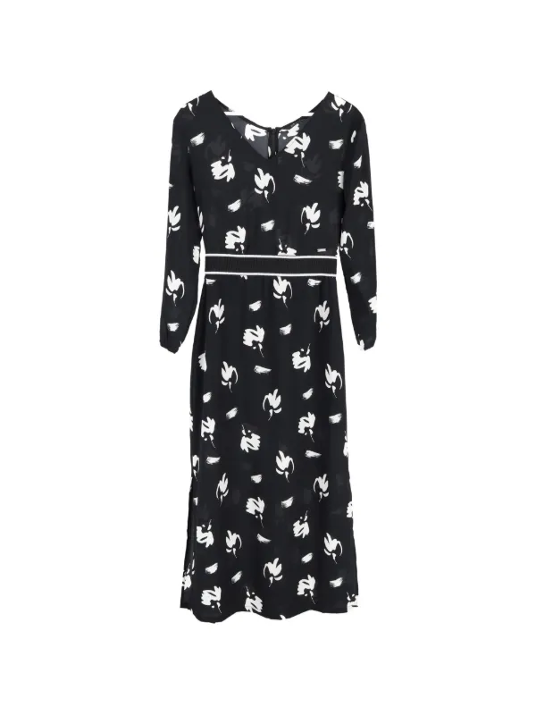Giorgio Armani Floral-print Midi Dress - Black