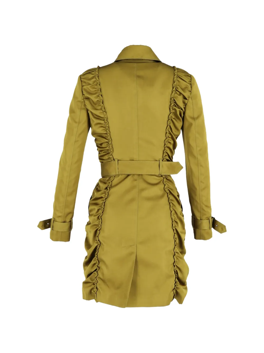 Burberry Pre-Owned ruched double-breasted trench coat - Groen