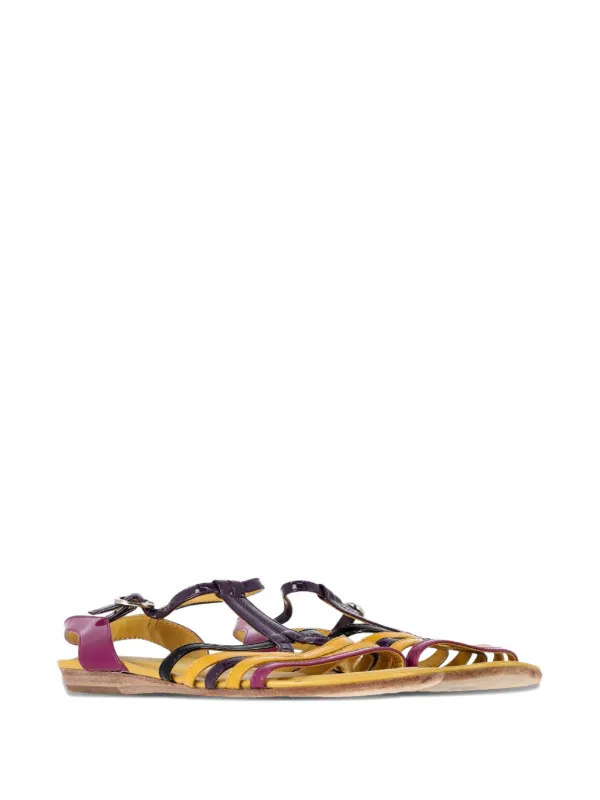 TOD'S フラットサンダル イエロー Tod's Vintage エナメルレザーフラットサンダル | イエロー | FARFETCH JP