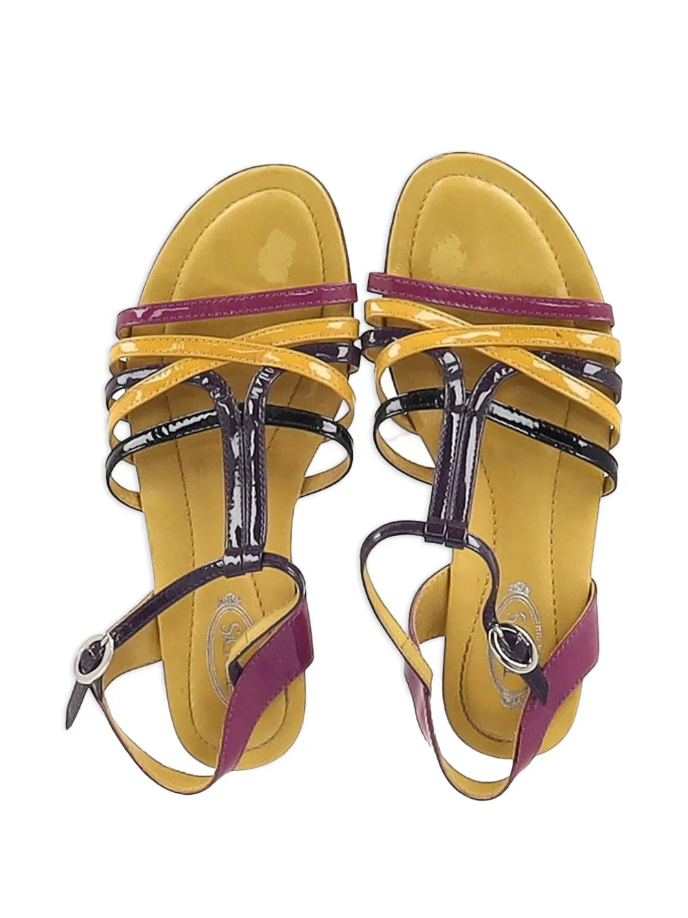 Strappy Patent-Leather Flat Sandals