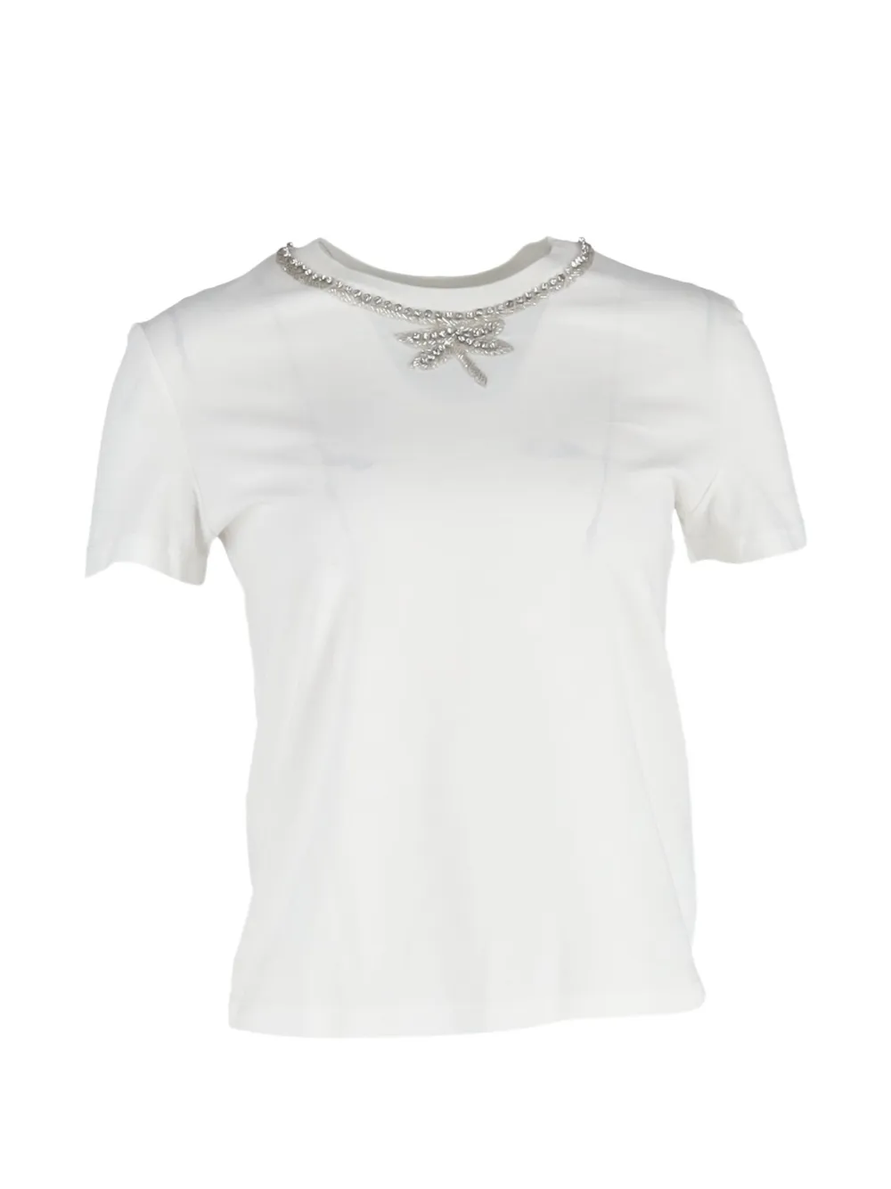 Maje embellished-neck T-shirt - Bianco