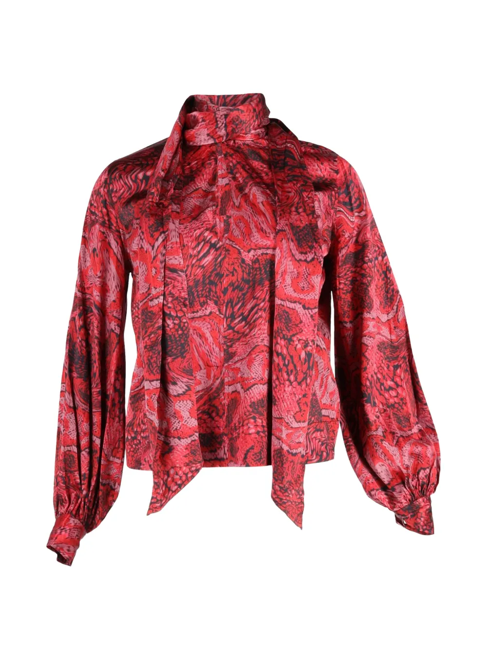 GANNI snake-print blouse - Rosso