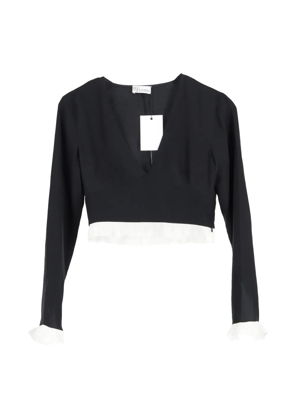 Red Valentino Vintage ruffled-hem cropped top - Nero