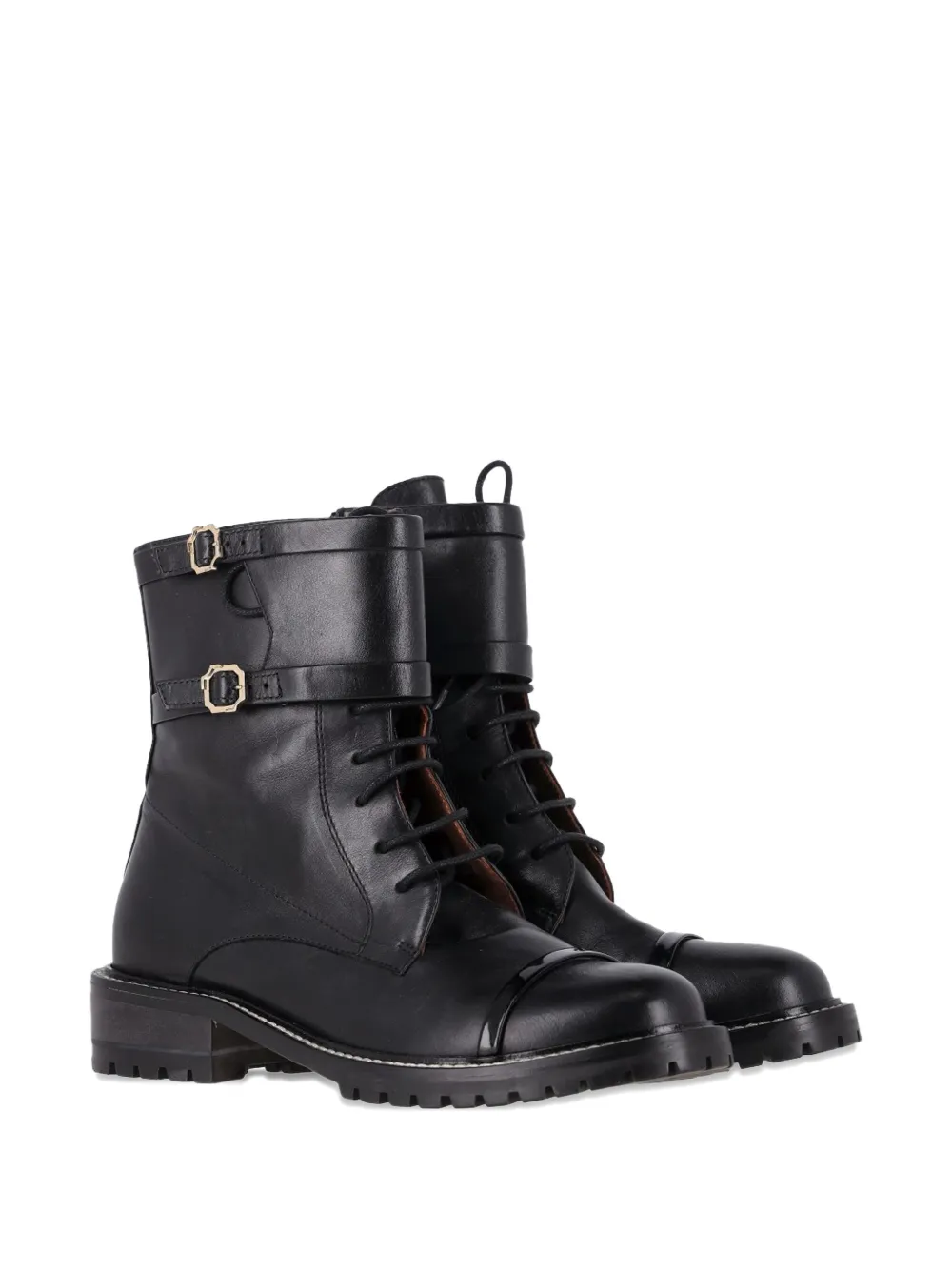 Malone Souliers leather combat boots - Zwart