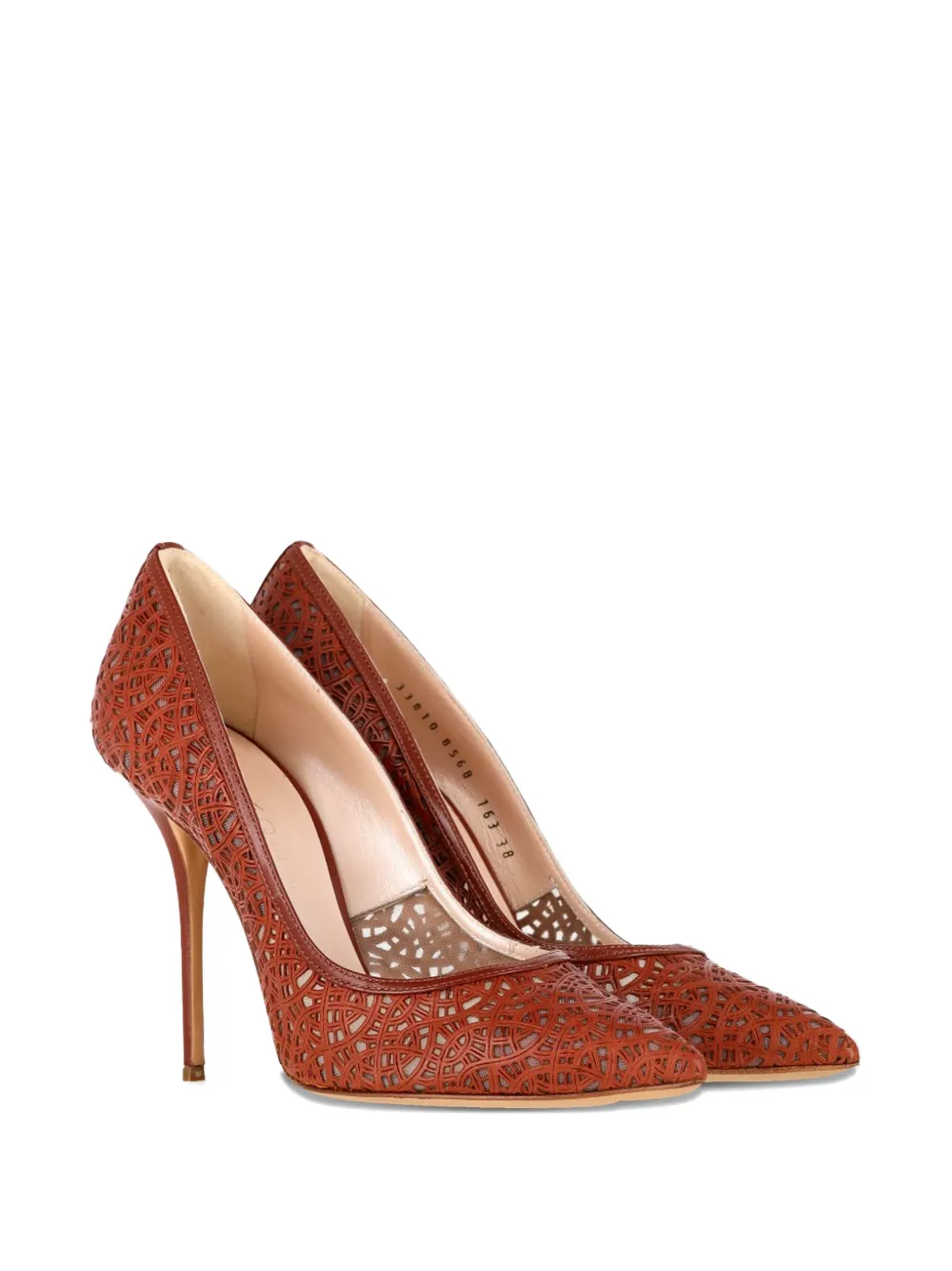 Casadei Vintage lasercut pointed-toe pumps - Oranje