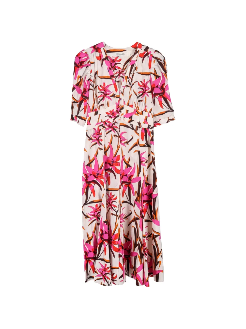 Diane Von Furstenberg Vintage Chemisier midi a fiori - Toni neutri