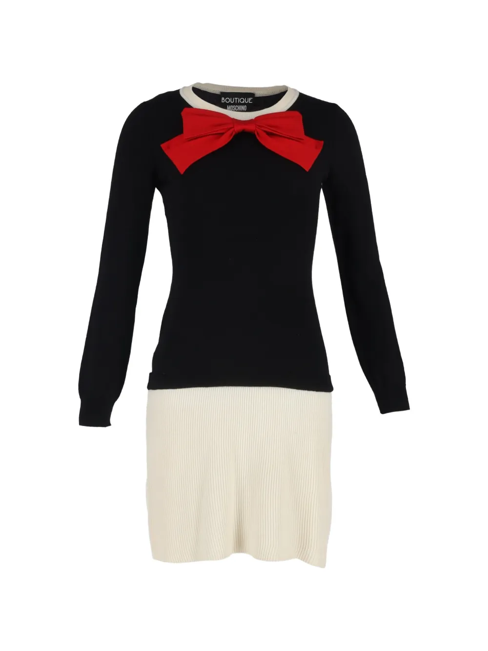 Moschino Pre-Owned bow long-sleeve mini dress - Nero