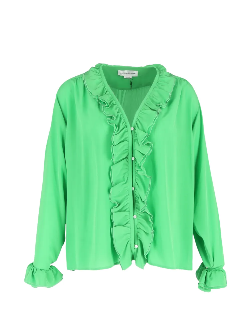 Victoria Beckham ruffle silk shirt - Verde