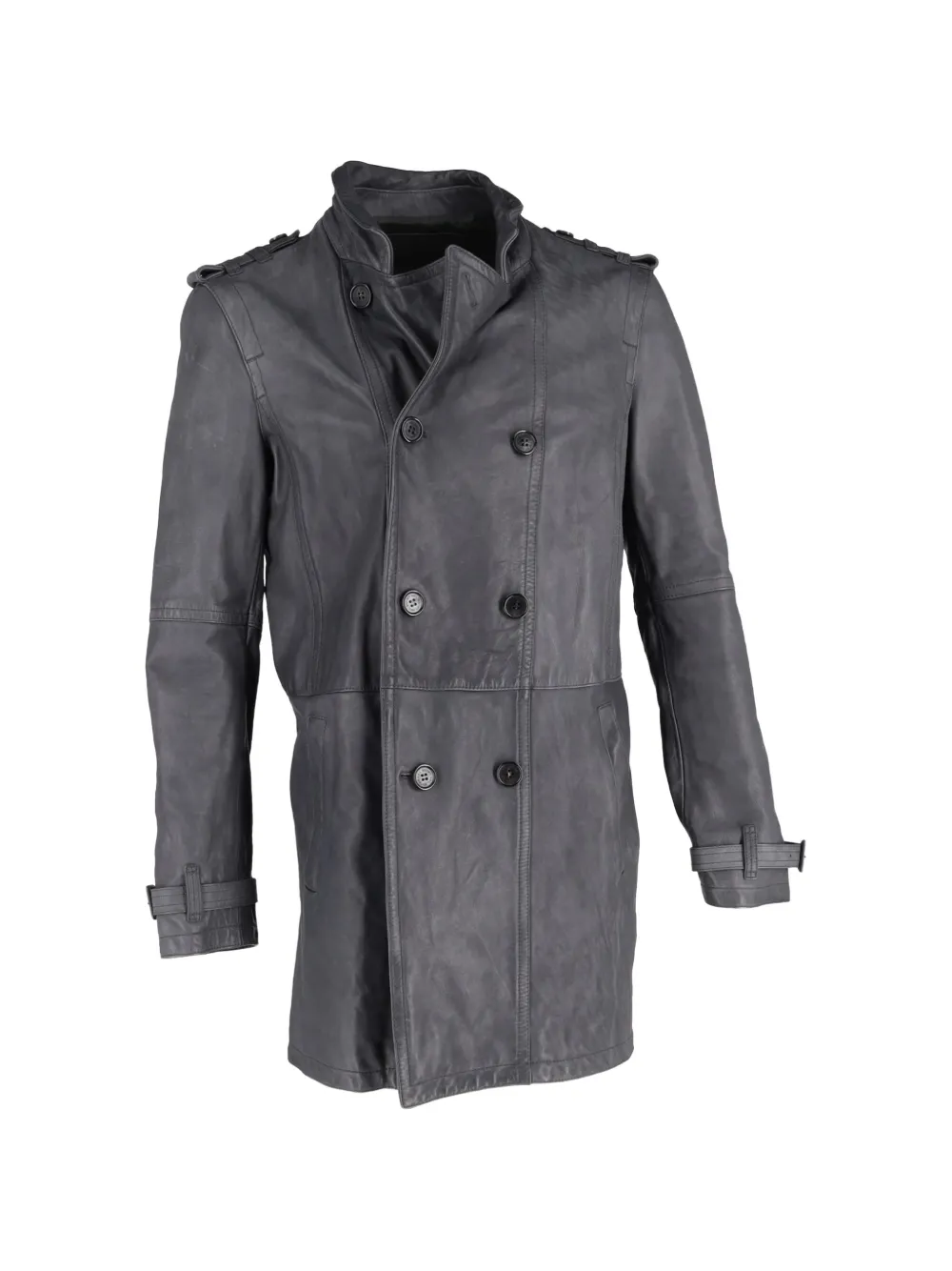 Neil Barrett double-breasted leather coat - Grau