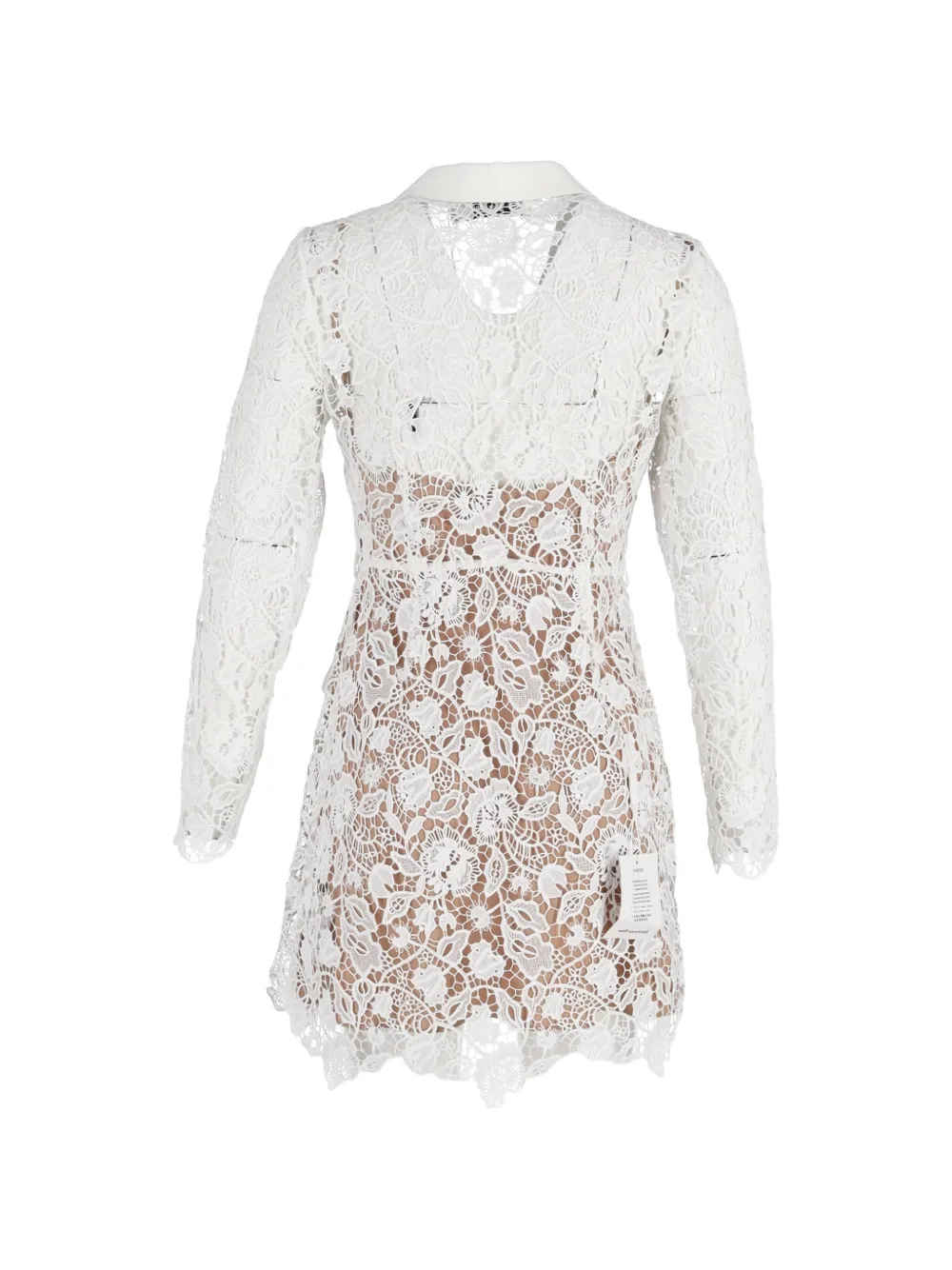 Self-Portrait collared lace mini dress - Wit