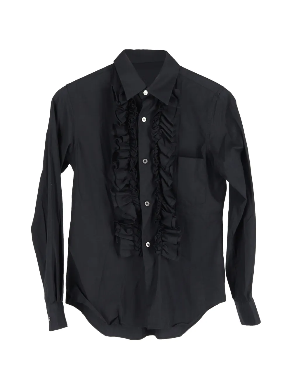 Comme Des Garçons Pre-Owned ruffled cotton shirt - Nero