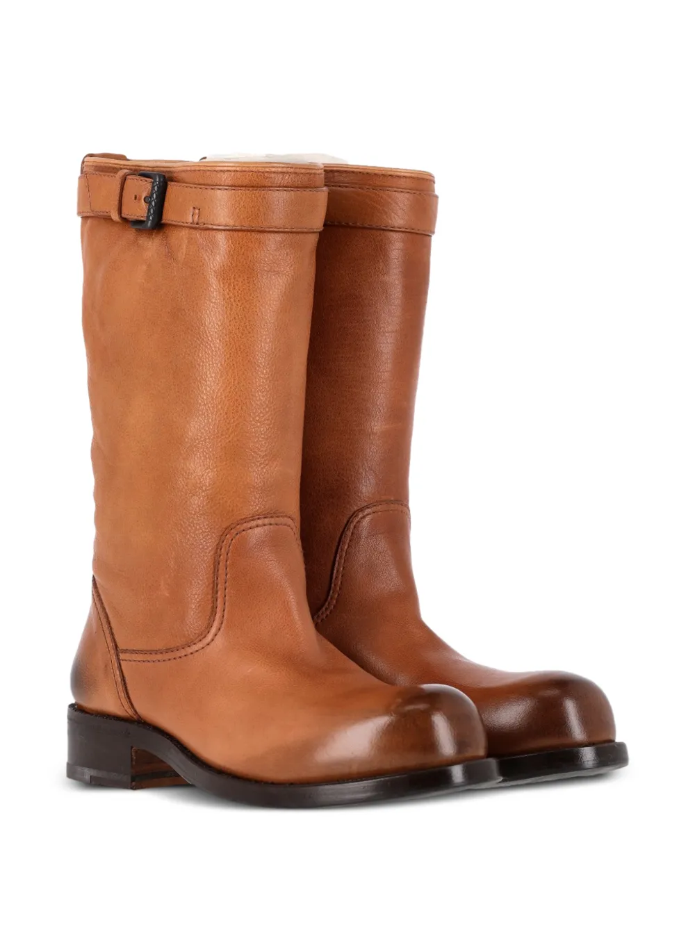 Bottega Veneta Pre-Owned biker-strap leather boots - Bruin