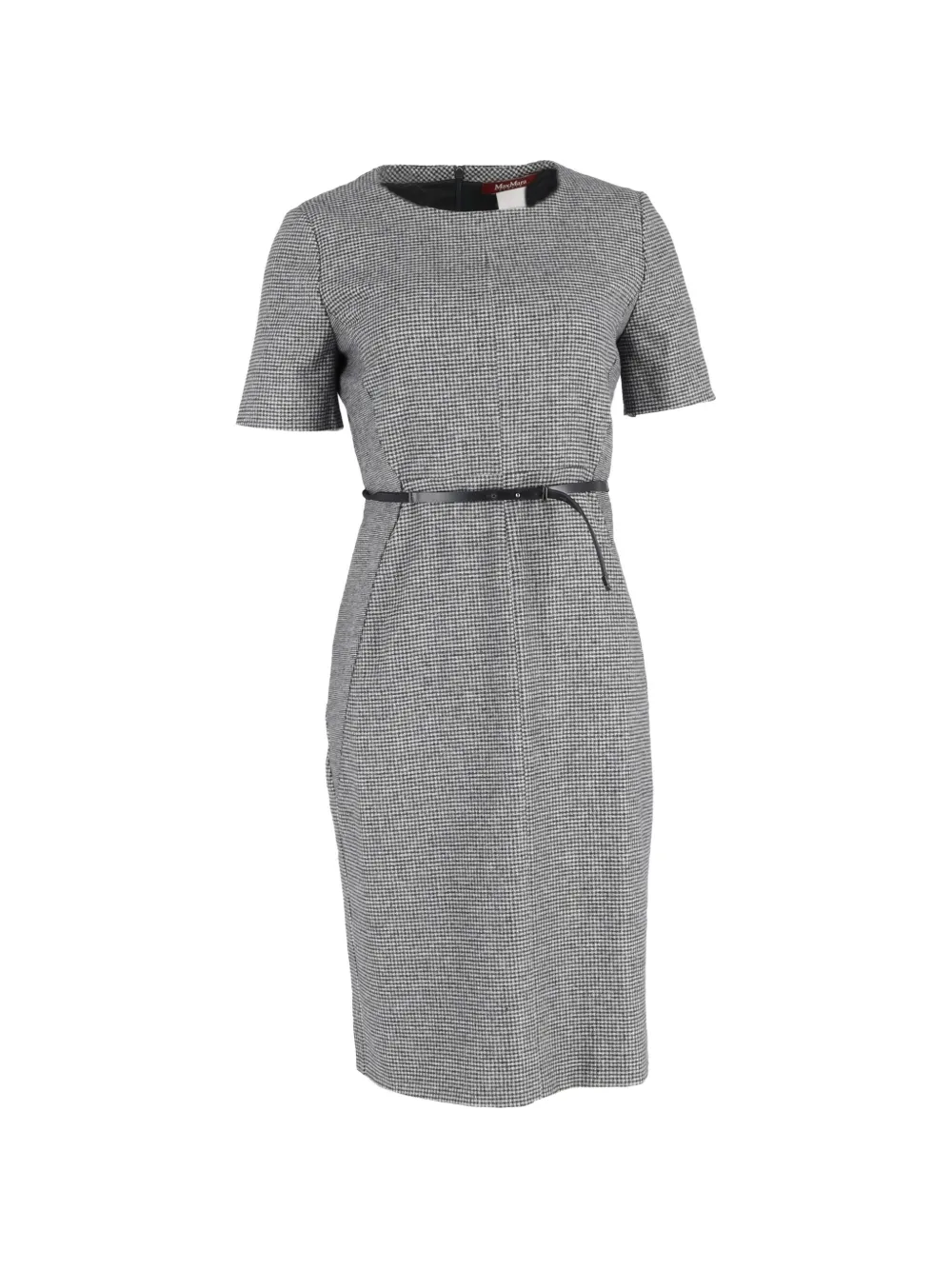 Max Mara Abito midi con motivo pied-de-poule e cintura - Grigio