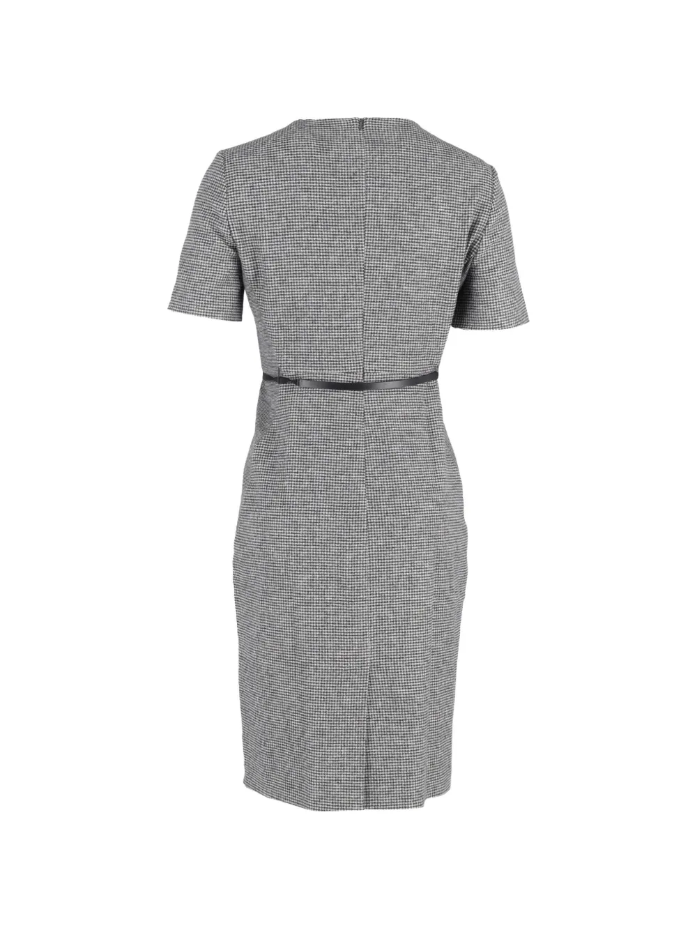 Max Mara houndstooth belted wool midi dress - Grijs