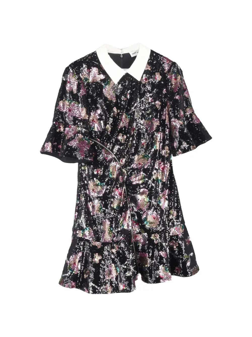 Self-Portrait Abito a fiori con paillettes - Nero