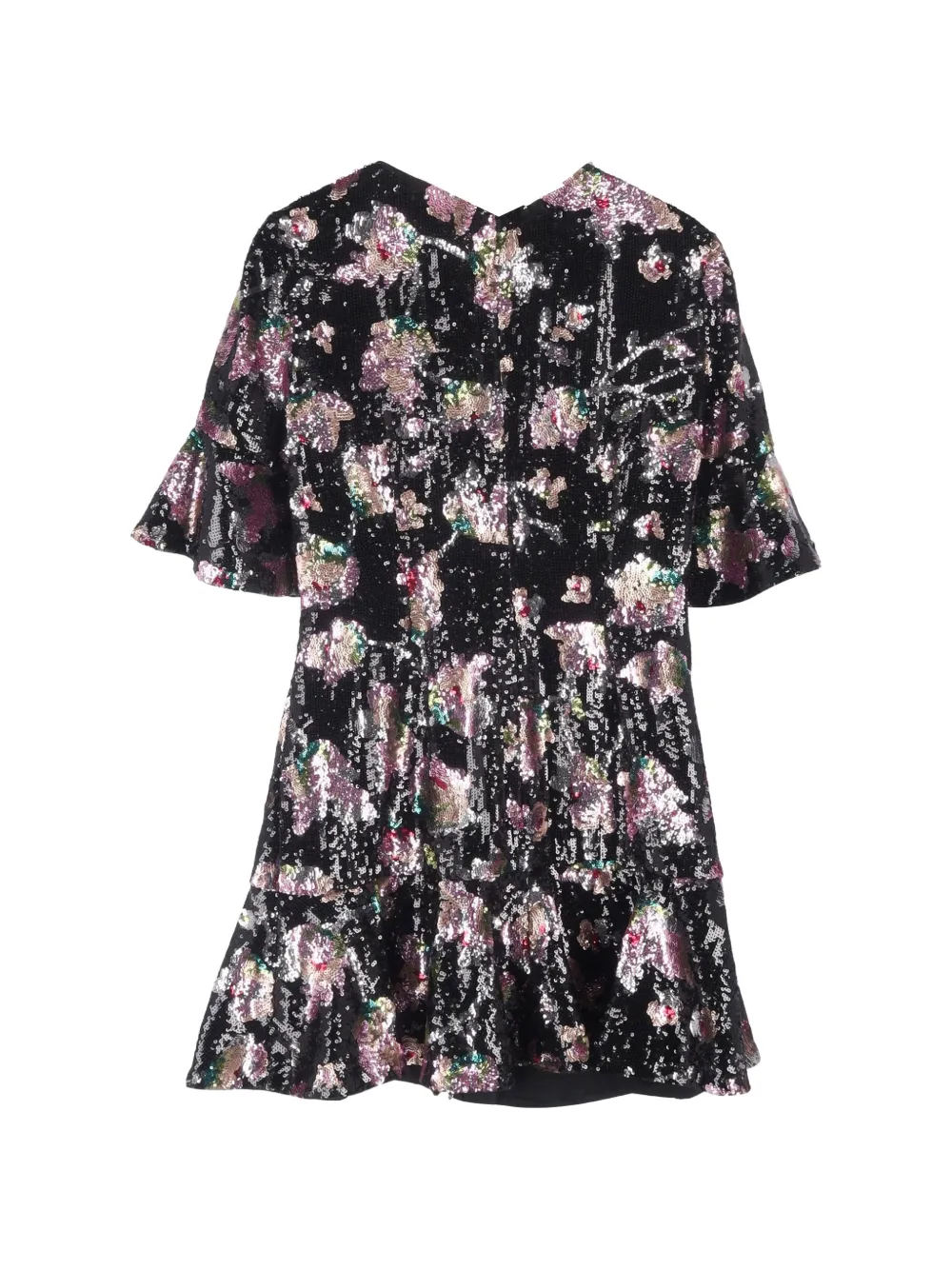 Self-Portrait sequin-embellished floral-print dress - Zwart