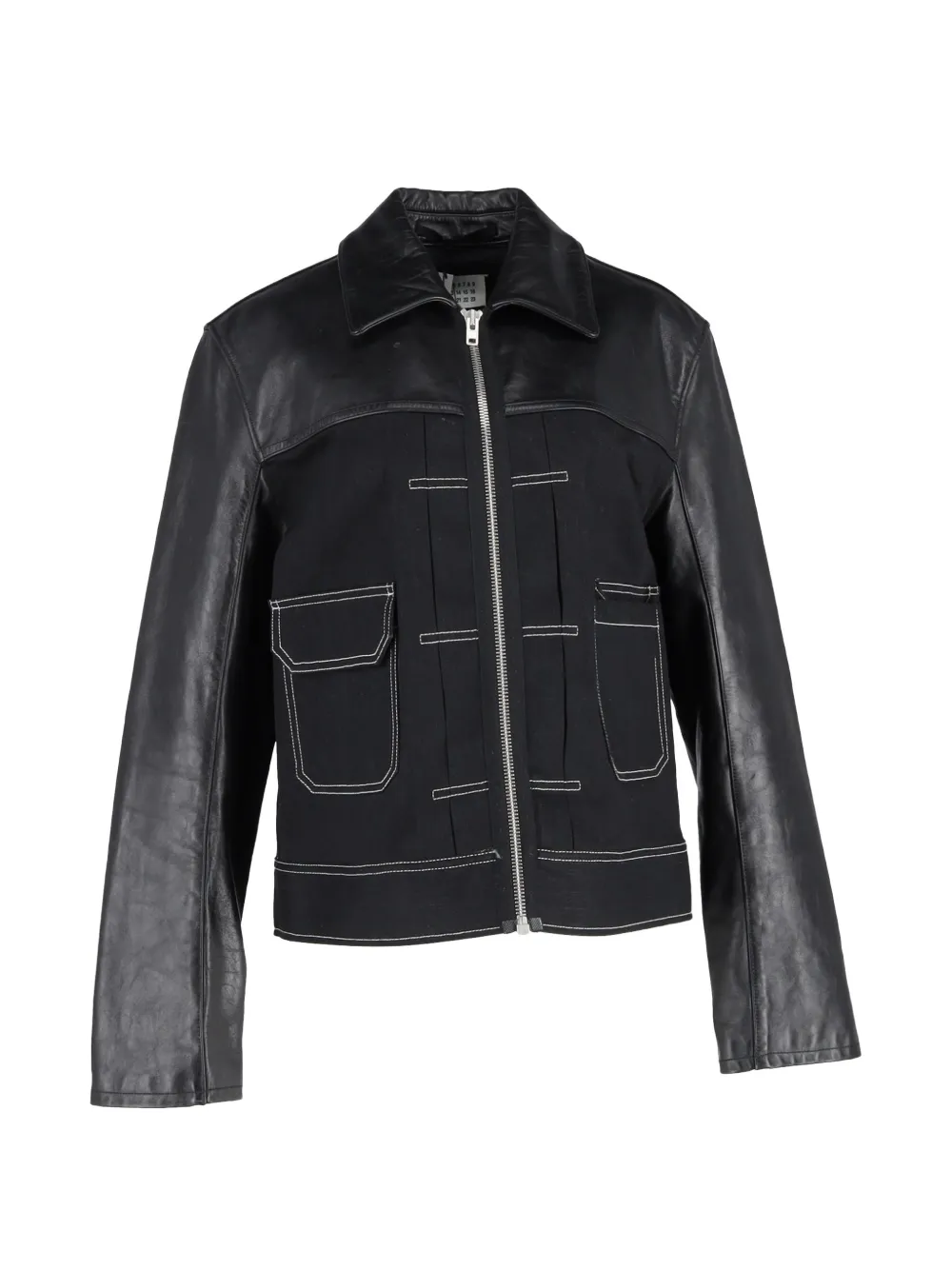 Maison Martin Margiela Pre-Owned zip-up leather-panelled jacket - Nero