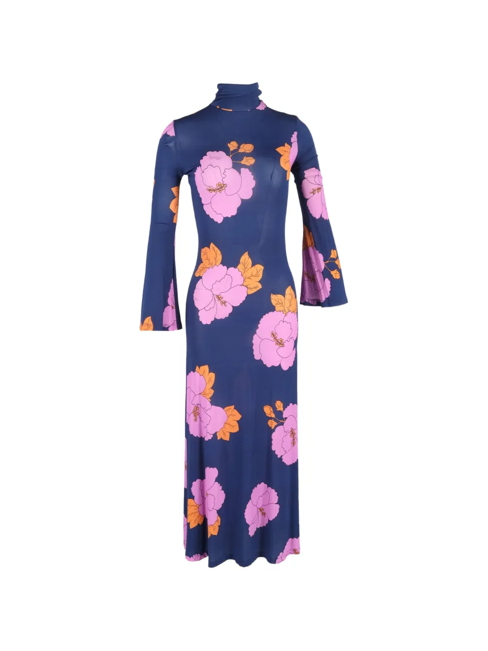 Dodo Bar Or Brigitte floral turtleneck maxi dress - Blu
