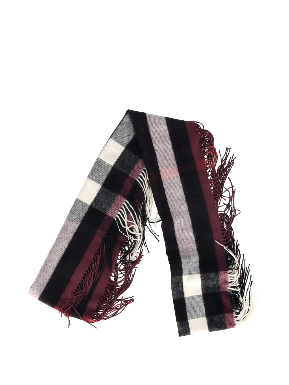 Burberry Pre-Owned fringed checked scarf - Nero