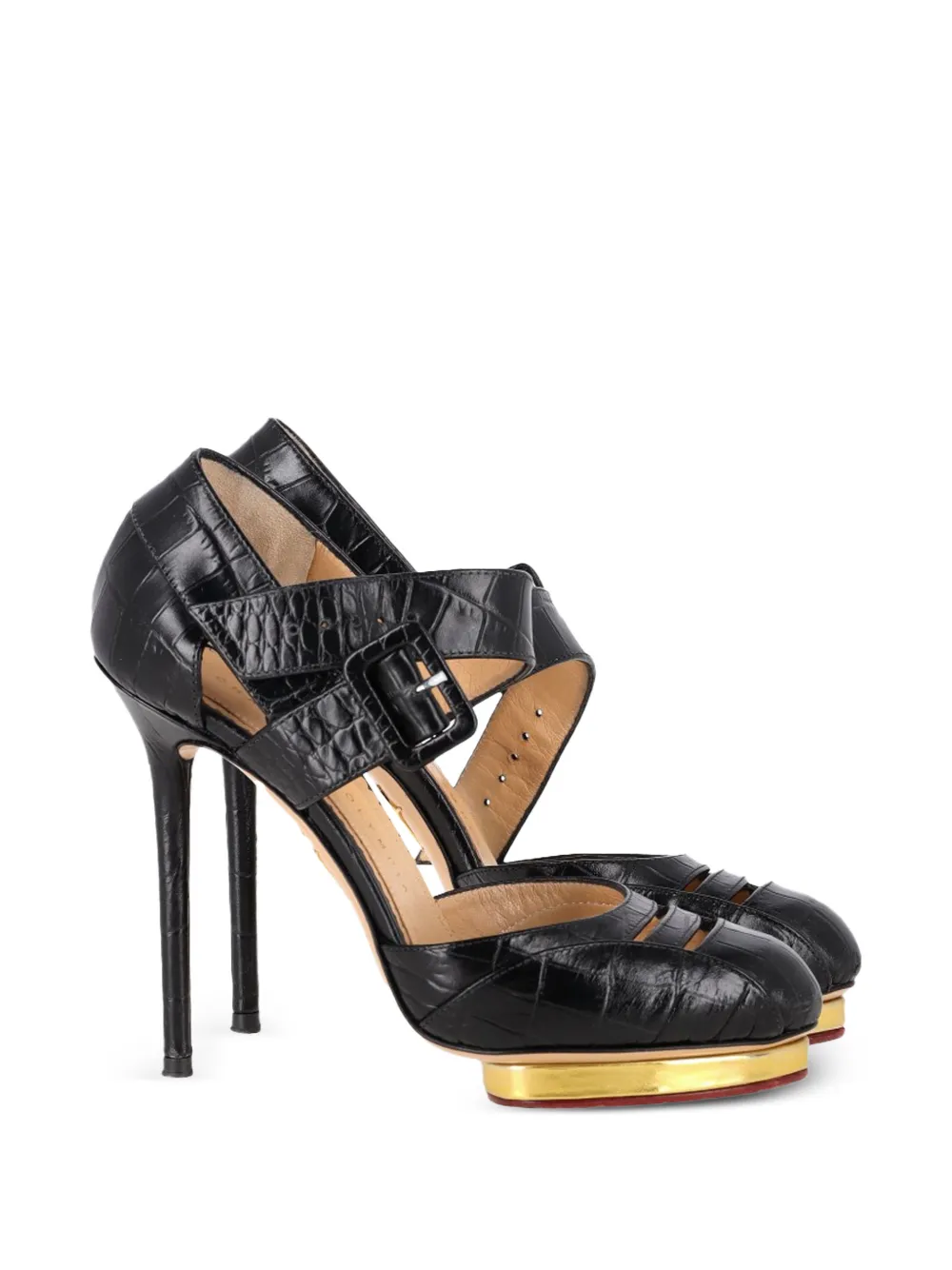 Charlotte Olympia embossed-leather platform pumps - Nero