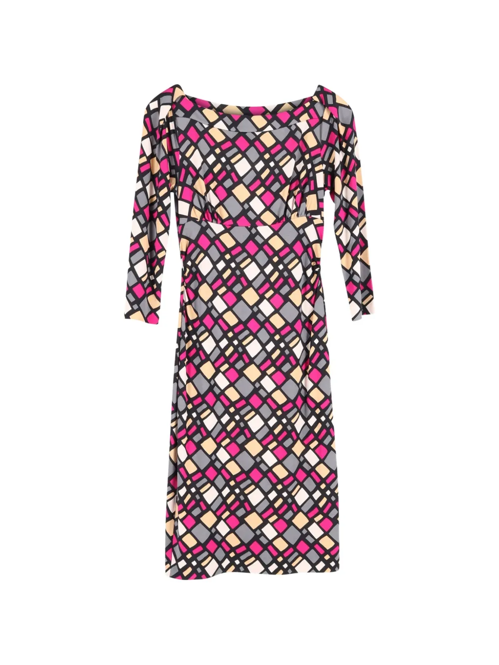 Diane Von Furstenberg Vintage Abito in seta con stampa geometrica - Rosa