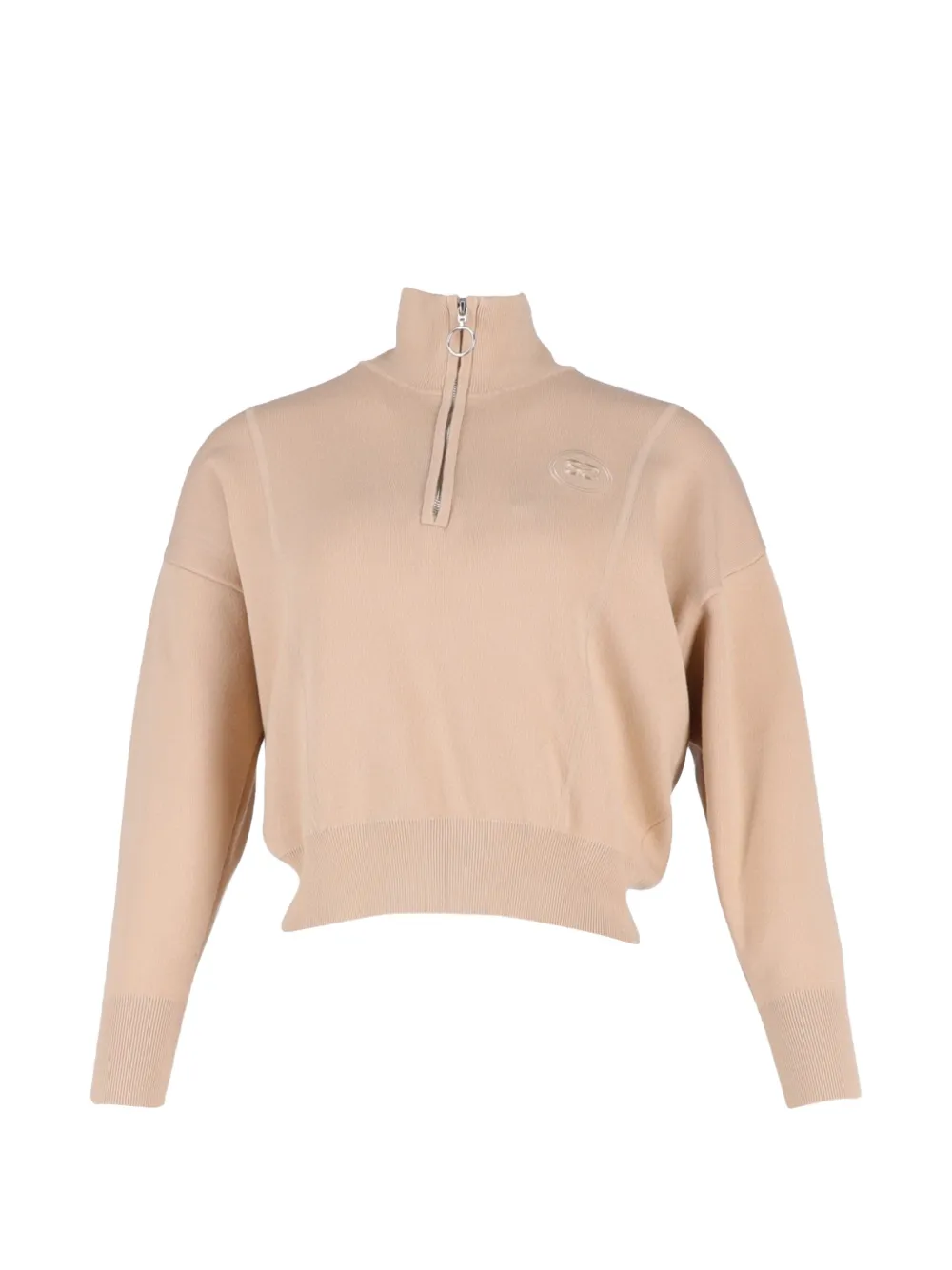 SANDRO embroidered half-zip sweater - Toni neutri